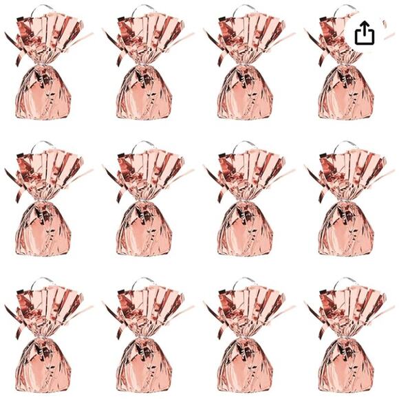 12 Pack Metallic Wrapped Balloon Weights- 6 Oz, Rose Gold - Picture 3 of 4